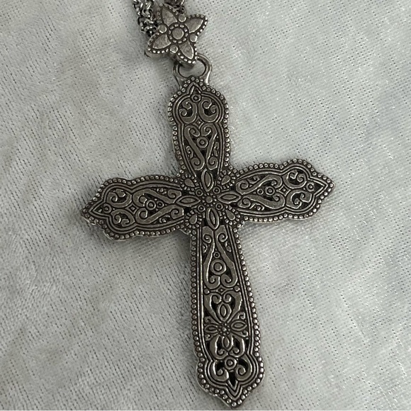 Brighton Southwest Inspired Teal Blue Enamel Oversized Cross Pendant Necklace! - Picture 6 of 10